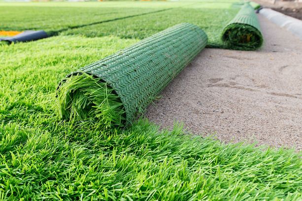 Artificial grass laid in a customers garden